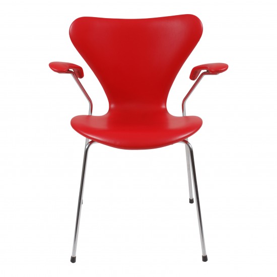 Arne Jacobsen 3207, seven armchair, red classic leather - Cph-Classic